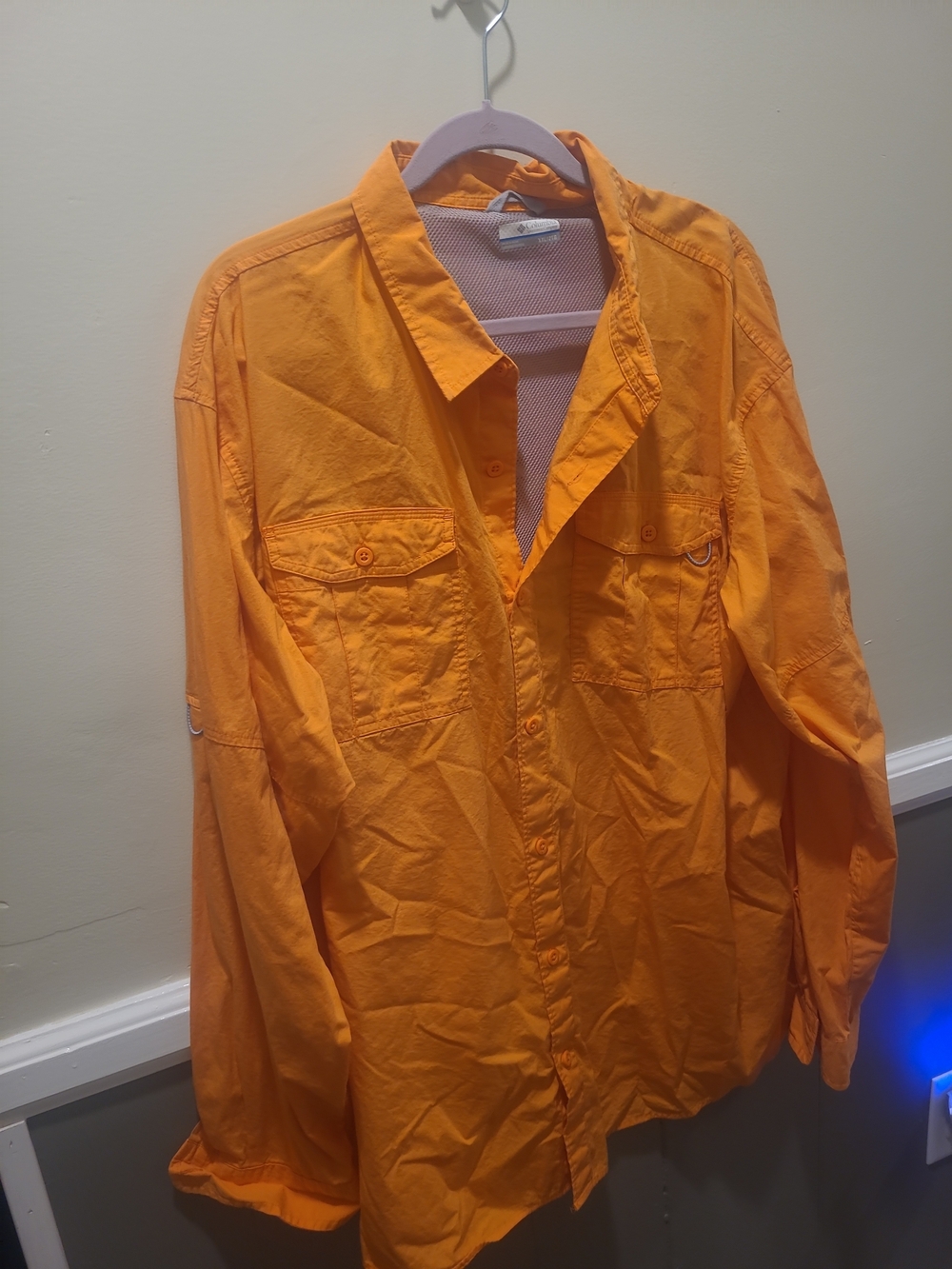 Columbia PFG Omni-Shade Men's 2XL Orange L/S Button Up Lightweight Fishing Shirt